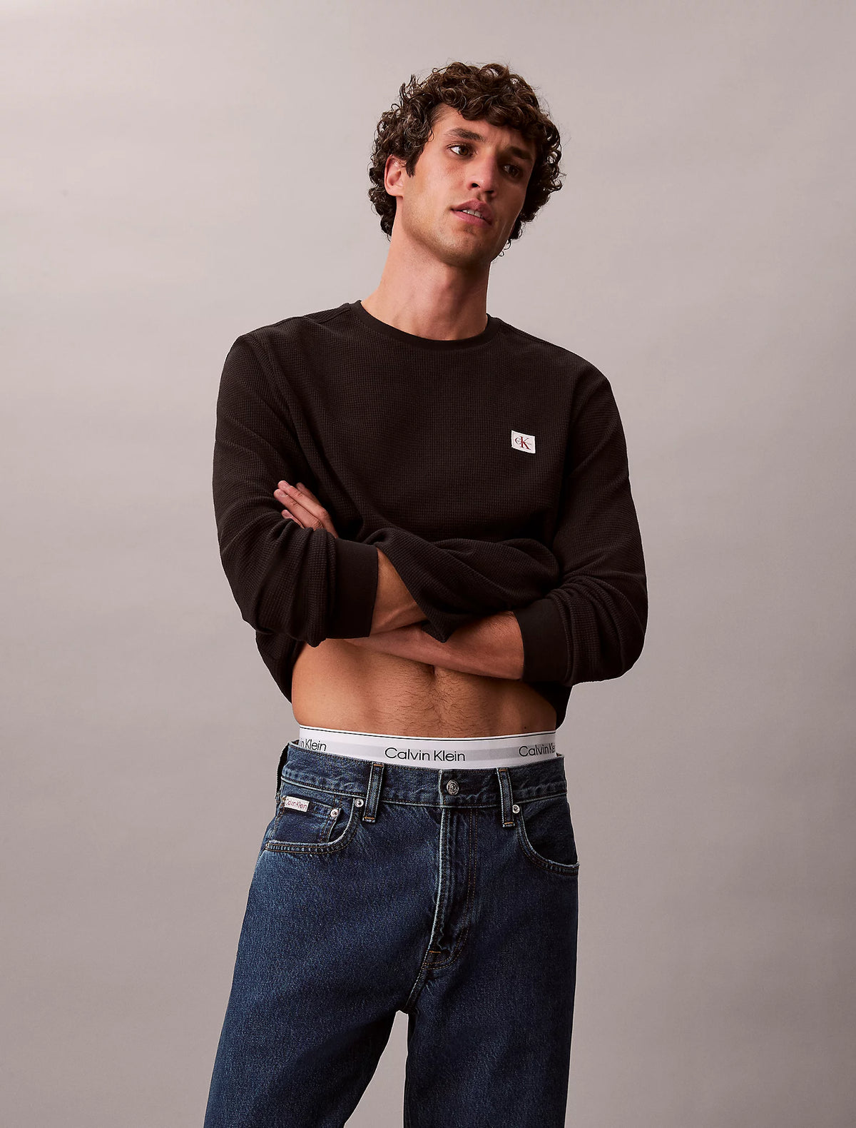 Calvin Klein smeđa muška majica rebraste teksture