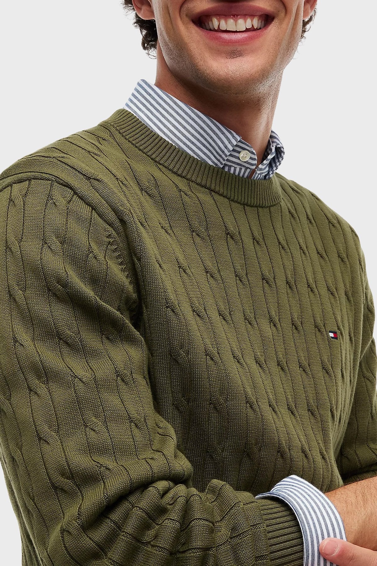 Tommy Hilfiger zeleni muški džemper s pletenim uzorkom