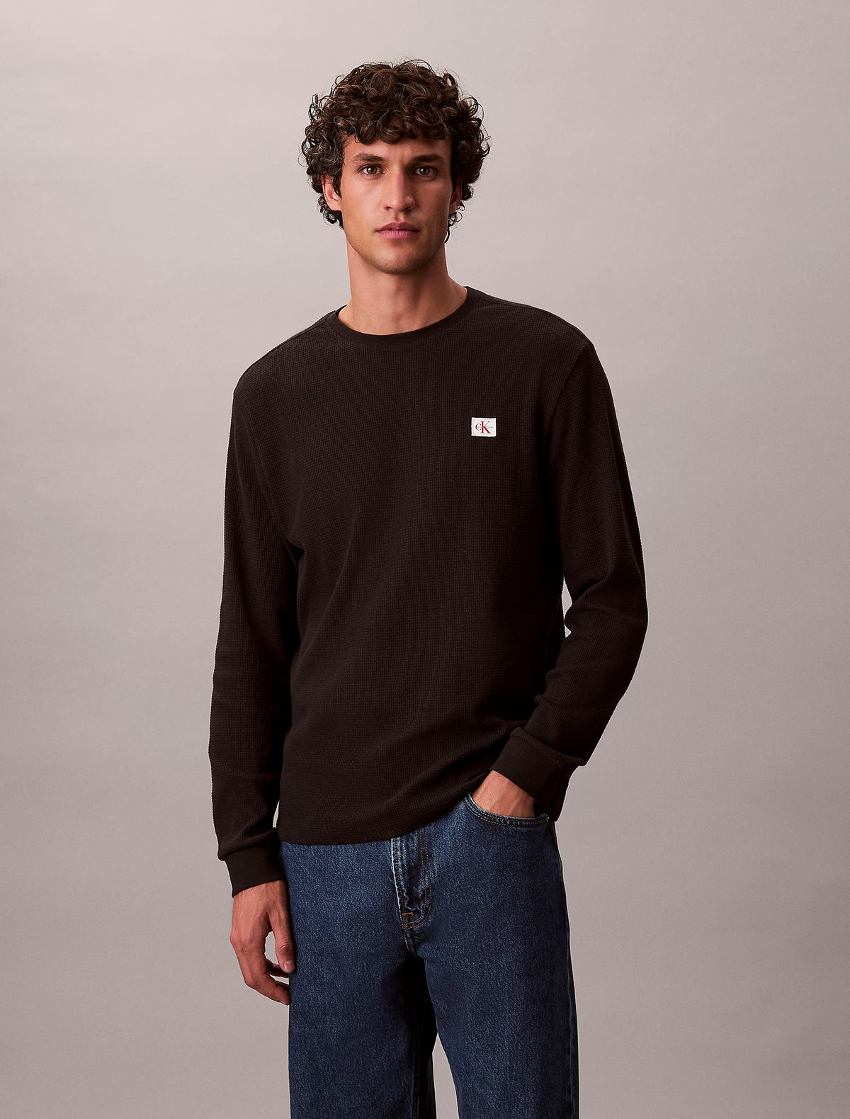 Calvin Klein smeđa muška majica rebraste teksture
