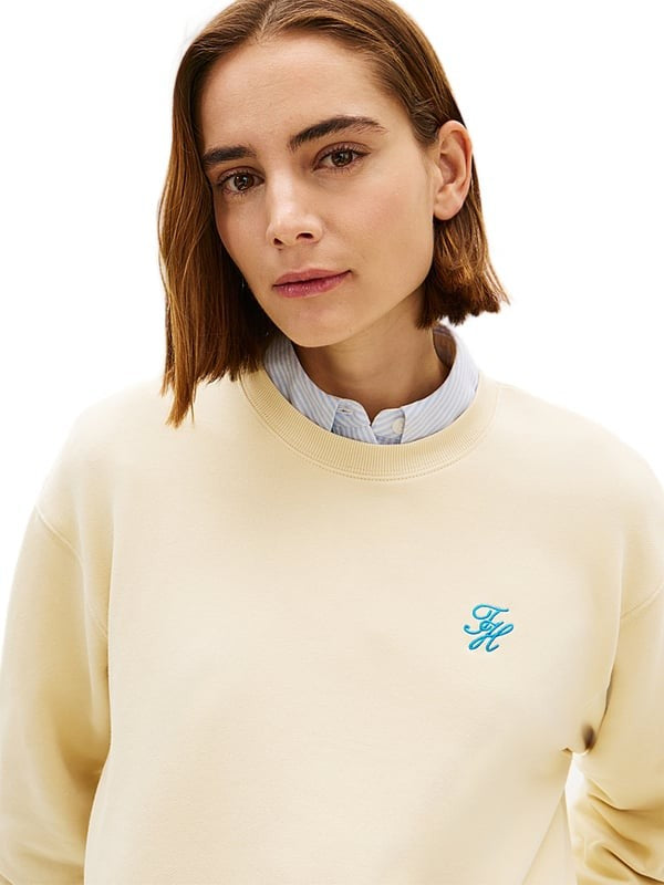 Tommy Hilfiger bež ženska majica s vezenim logom