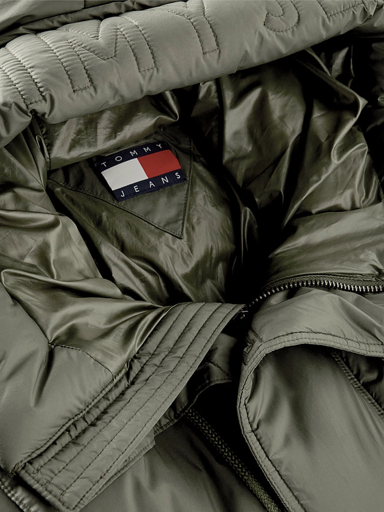 Tommy Hilfiger khaki muška prošivena jakna s kapuljačom