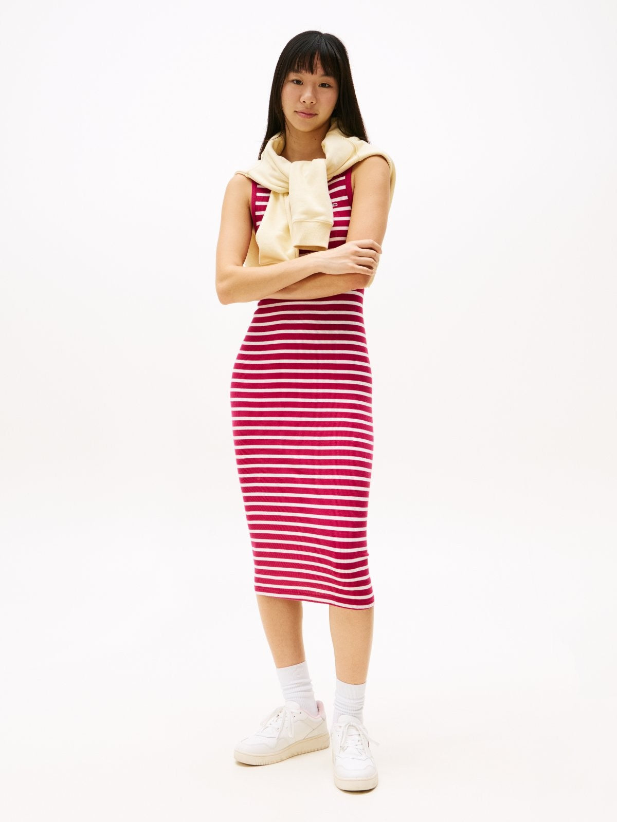 Tommy Hilfiger crvena ženska prugasta haljina