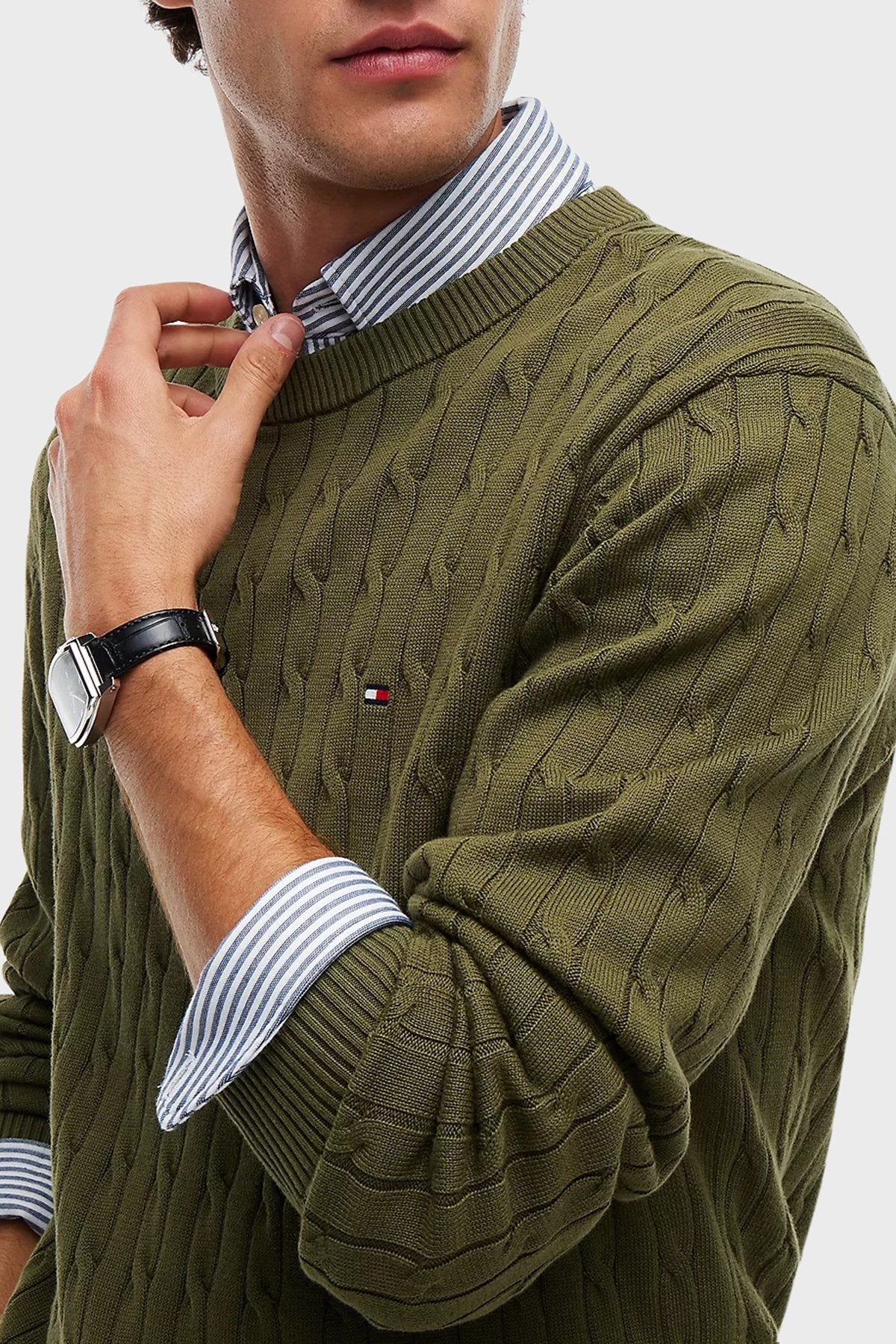 Tommy Hilfiger zeleni muški džemper s pletenim uzorkom