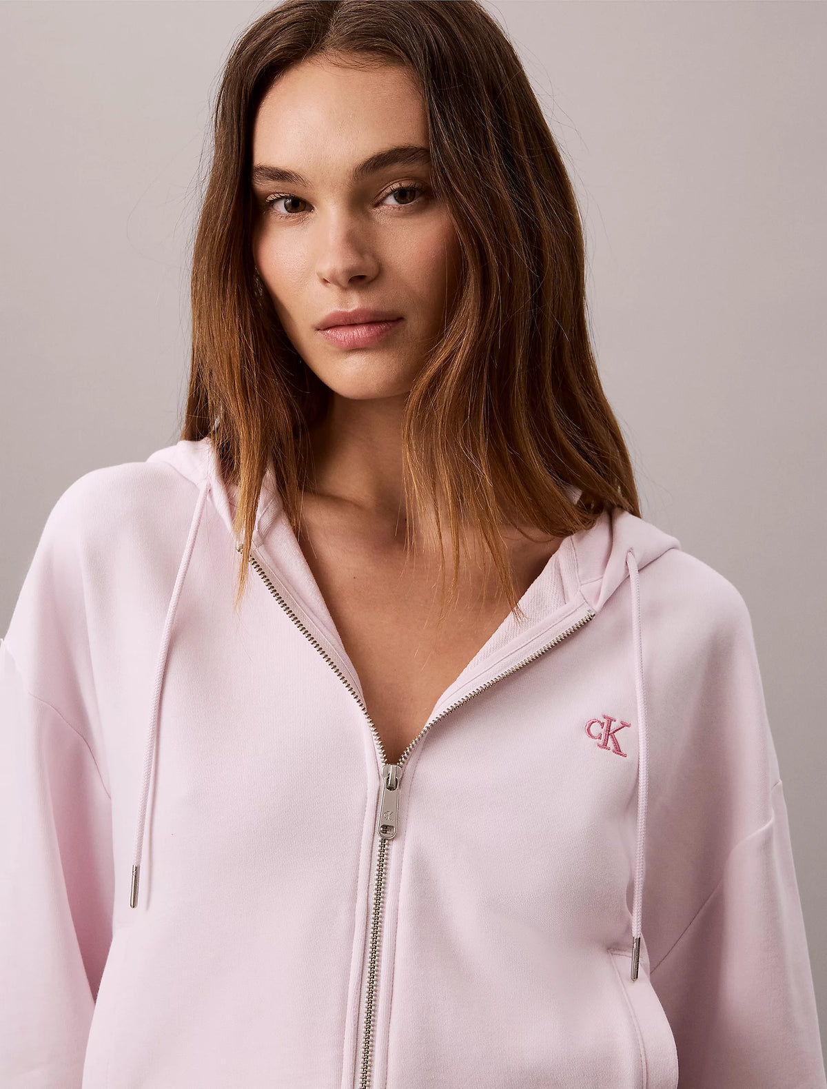 Calvin Klein roza ženska dukserica s kapuljačom