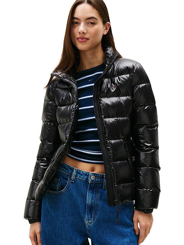 Tommy Hilfiger crna ženska sjajna prošivena jakna