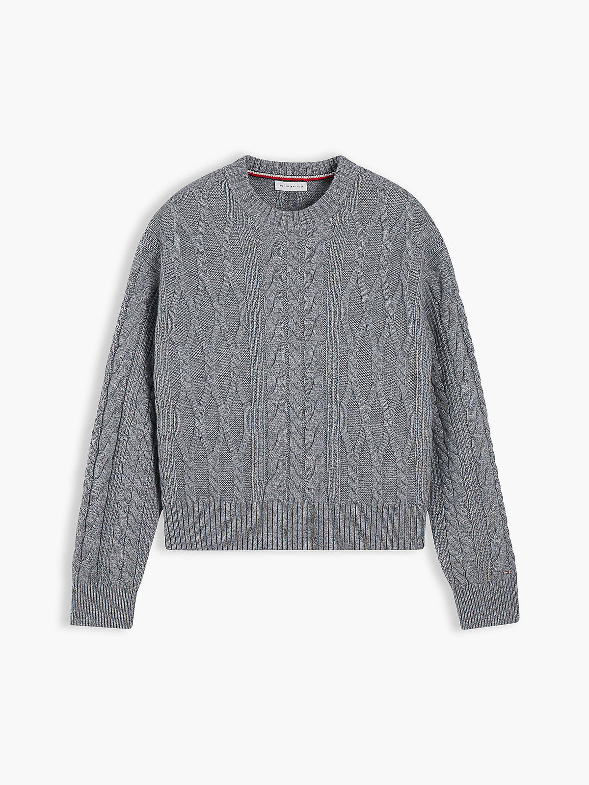 Tommy Hilfiger sivi ženski džemper s pletenim uzorkom