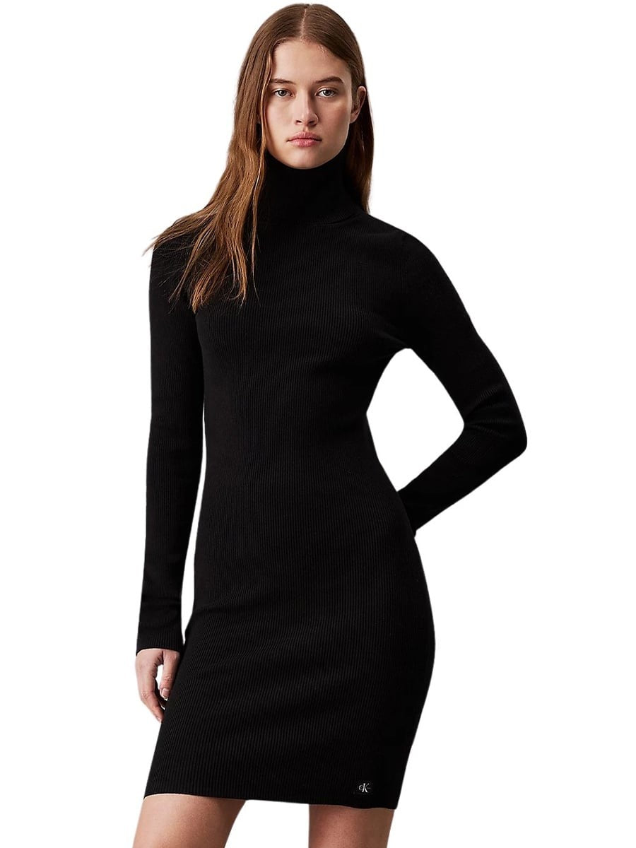 Calvin Klein crna ženska haljina s rolo kragnom