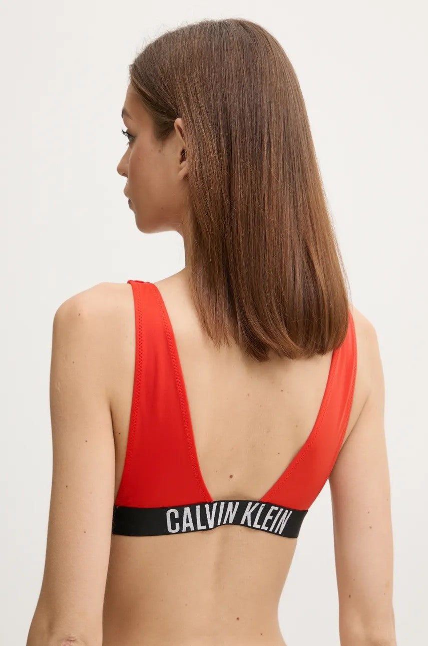 Calvin Klein crveni ženski bikini top s dubokim izrezom