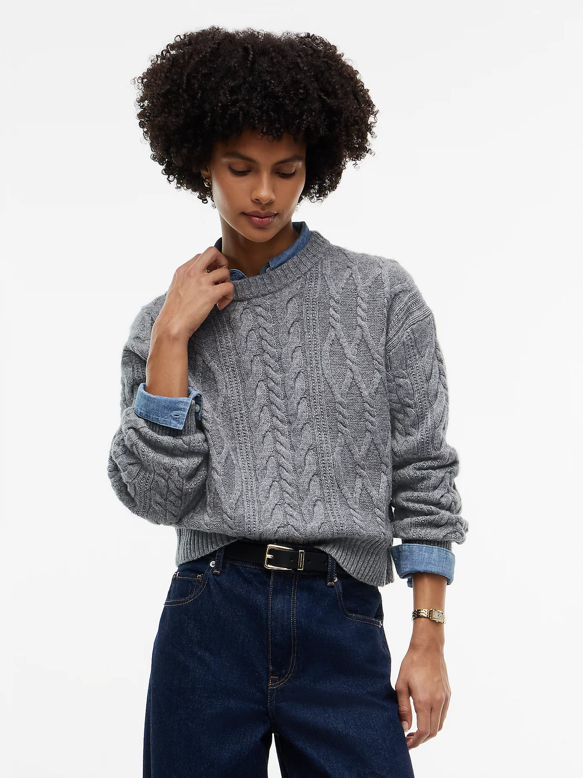 Tommy Hilfiger sivi ženski džemper s pletenim uzorkom