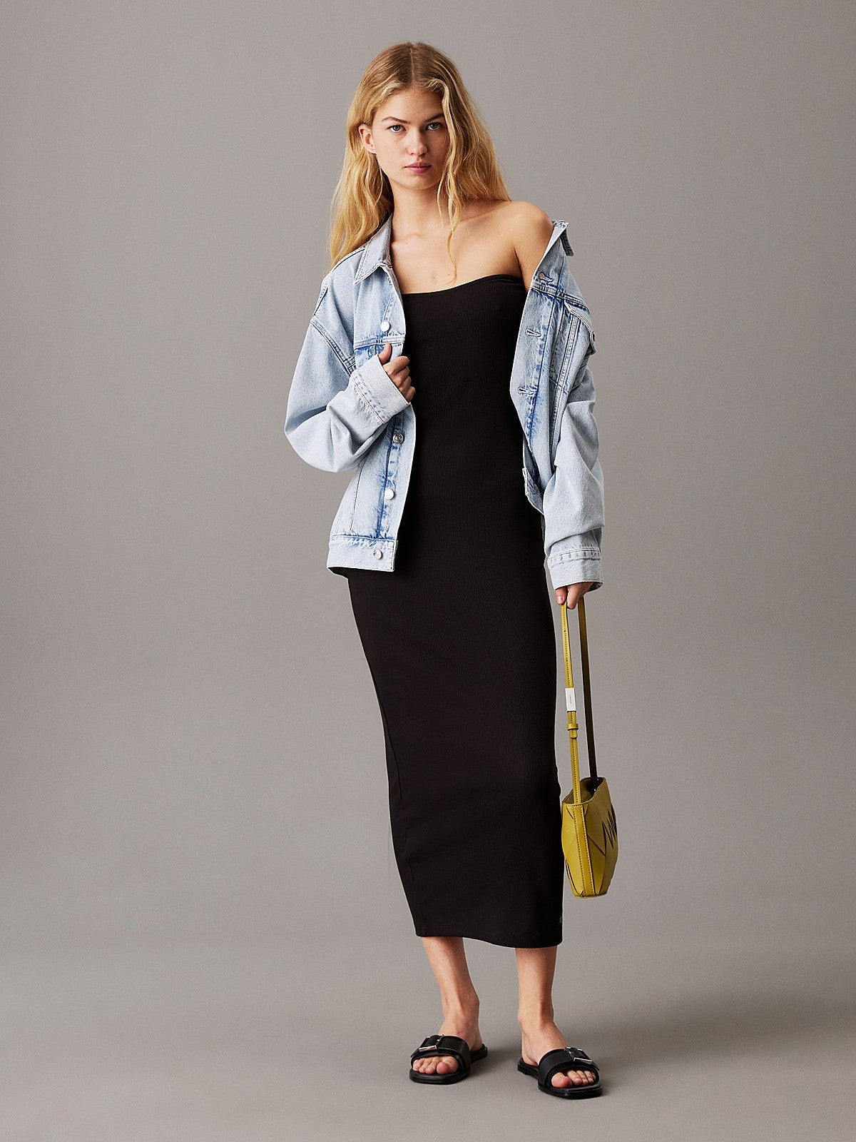 Calvin Klein crna ženska midi haljina
