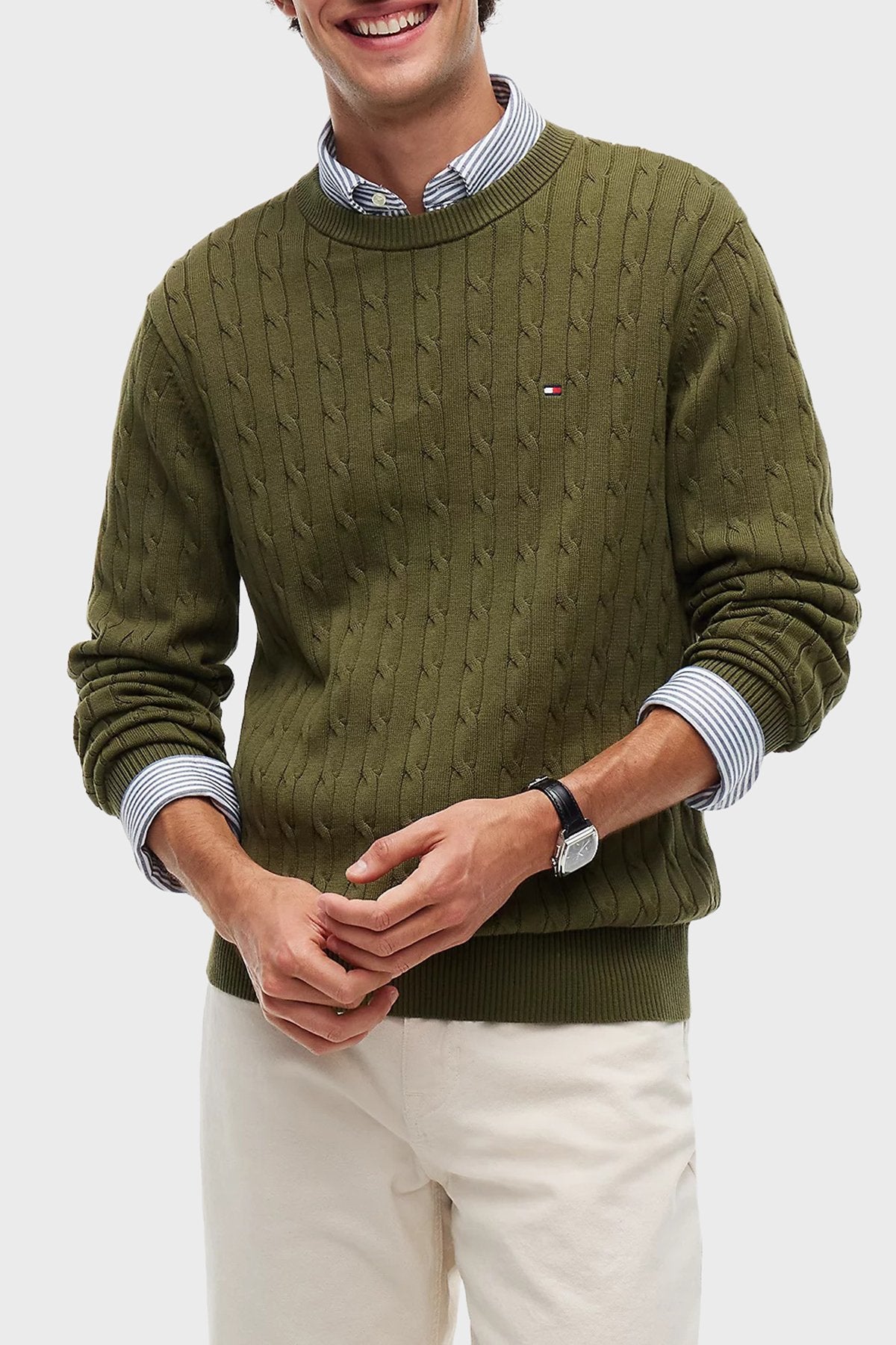 Tommy Hilfiger zeleni muški džemper s pletenim uzorkom