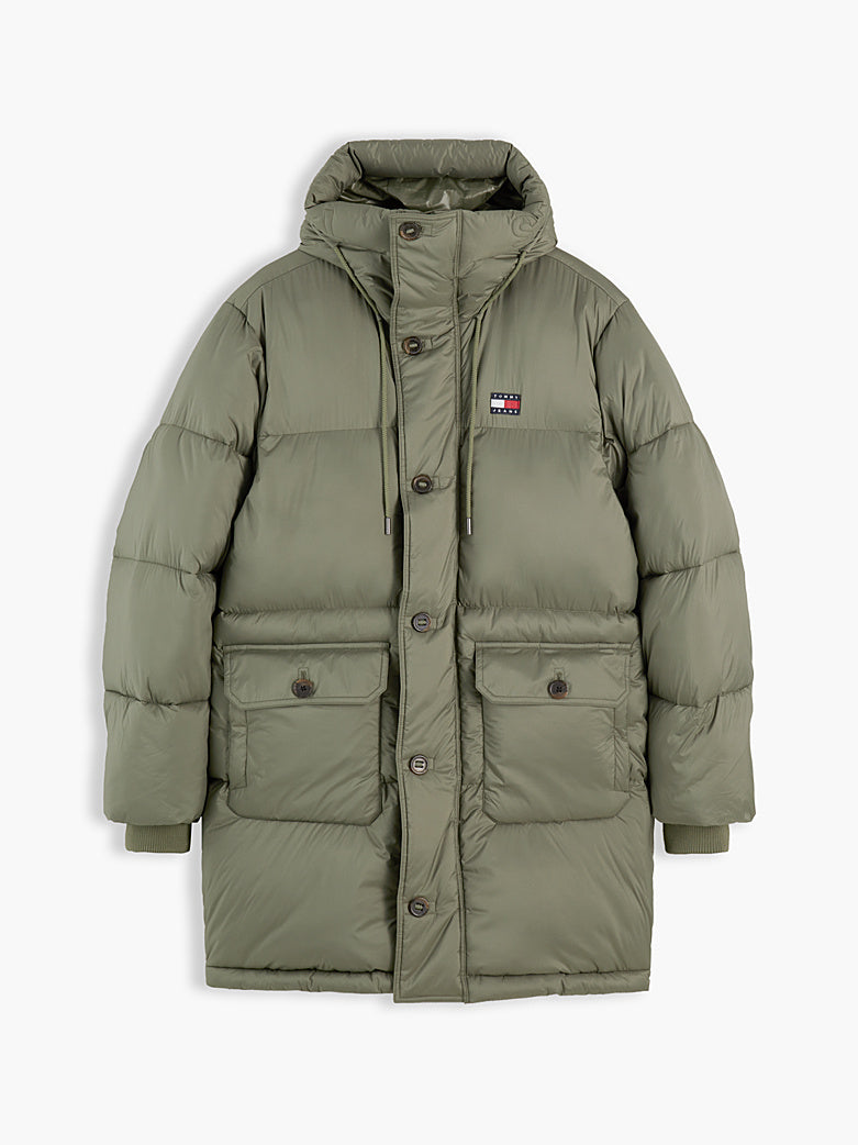 Tommy Hilfiger khaki muška prošivena jakna s kapuljačom