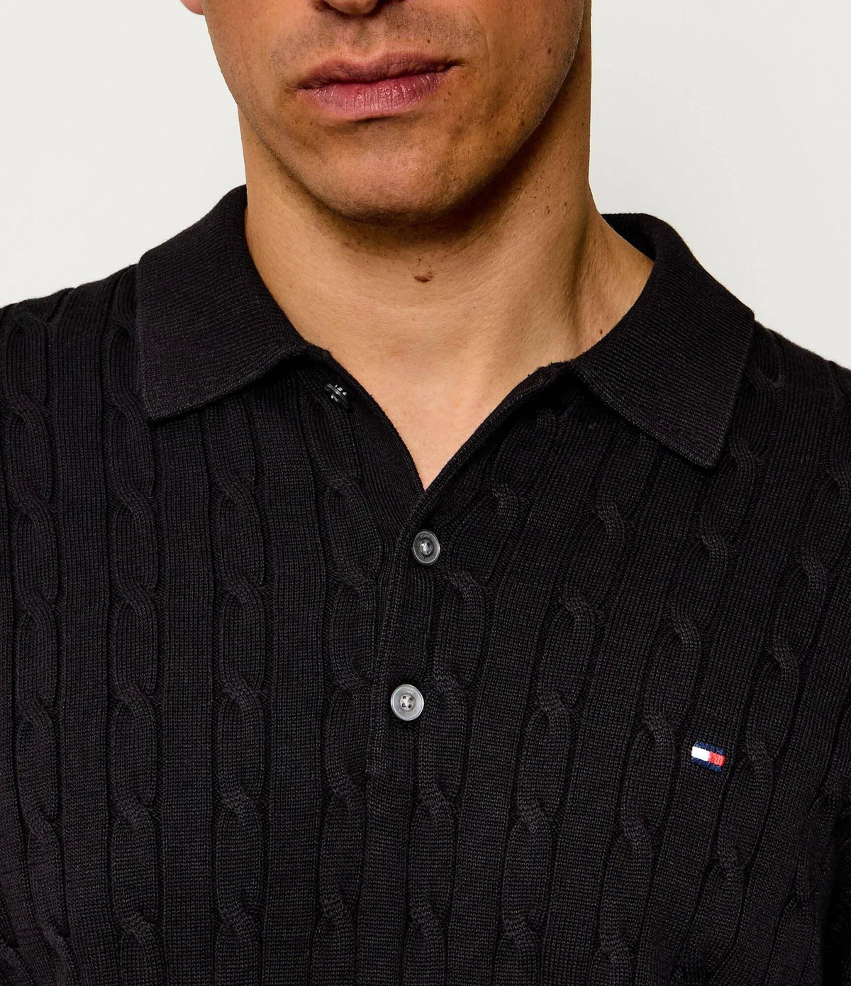 Tommy Hilfiger crni muški džemper s pletenim uzorkom